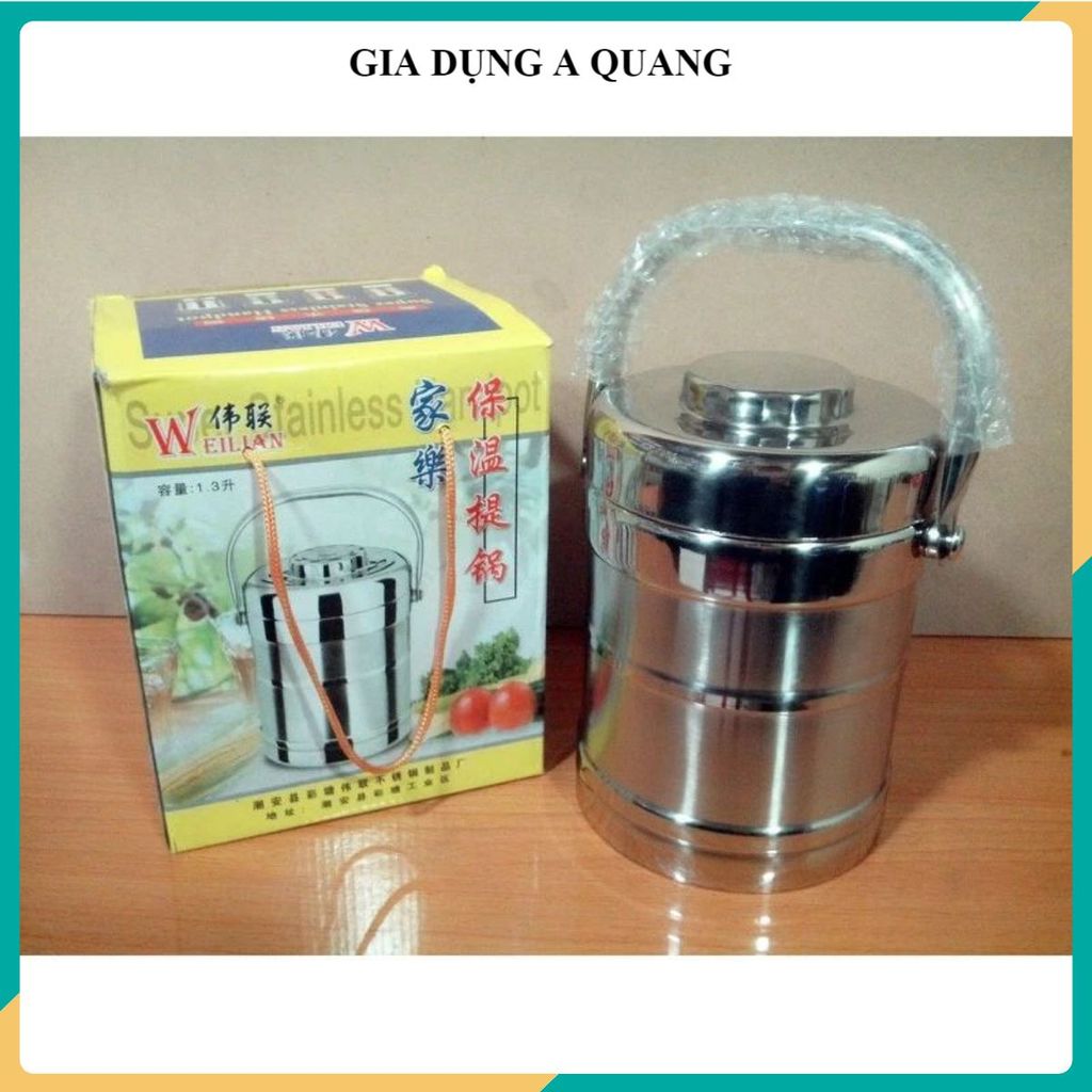 LỒNG CƠM GIỮ NHIỆT INOX 304, CẶP LỒNG ĐỰNG CƠM CÓ BÁT ÚP, DUNG TÍCH 1.3L 2L, Dễ Mang Theo