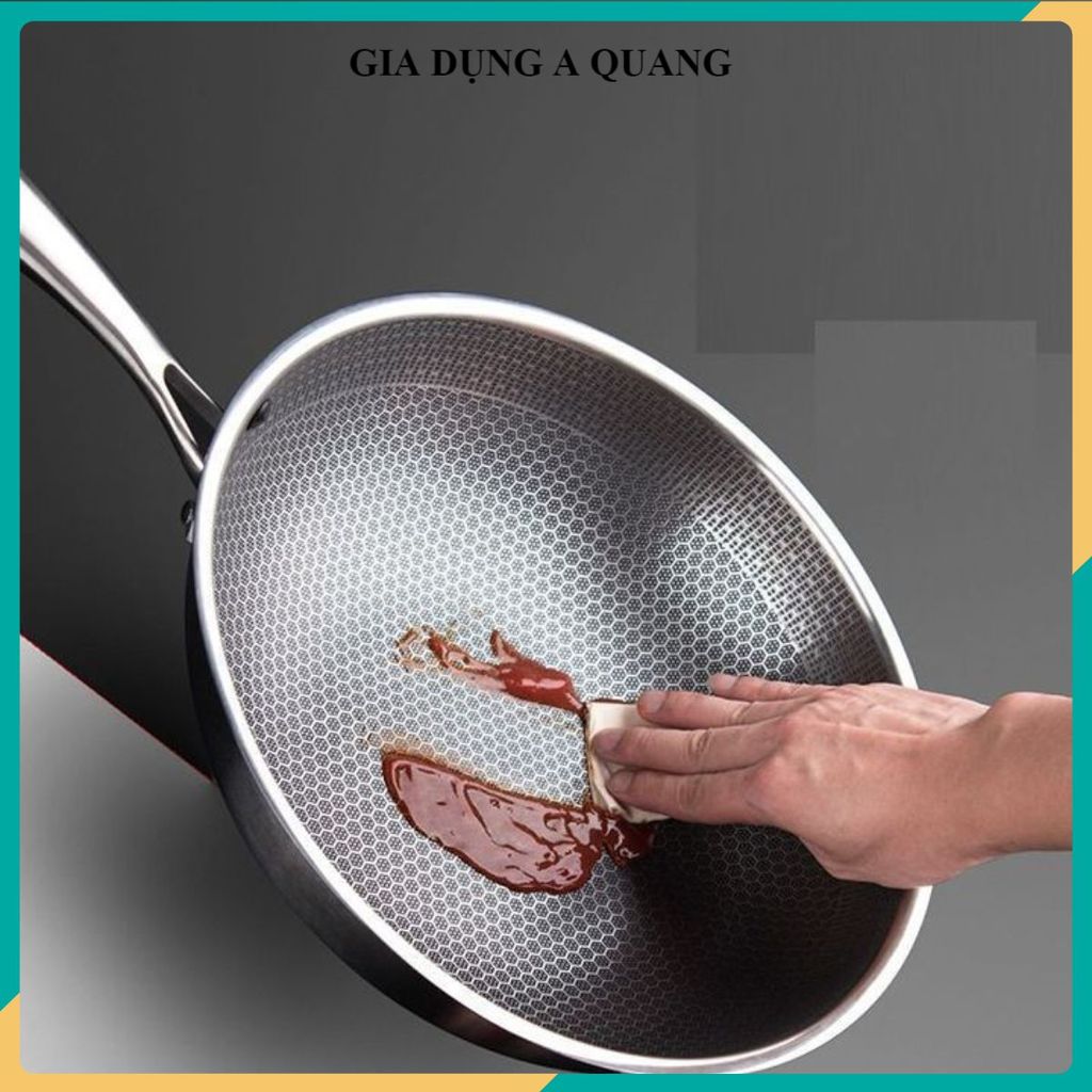 CHẢO CHIÊN XÀO INOX 304, CHẢO TỔ ONG SÂU LÒNG 32CM, CHỐNG DÍNH HIỆU QUẢ, Phù Hợp Mọi Loại Bếp