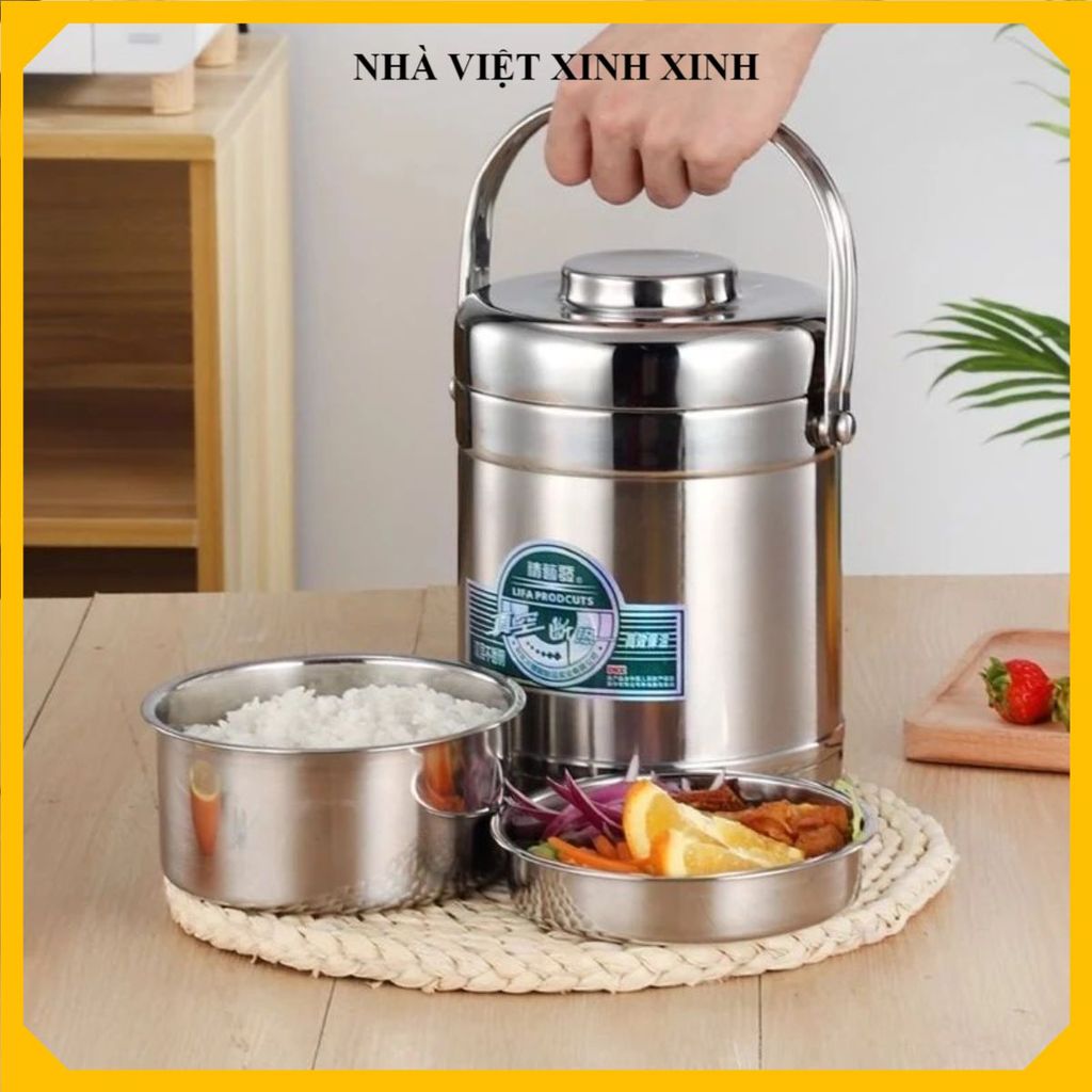 HỘP CƠM INOX 304 GIỮ NHIỆT, CAMEN ĐỰNG CƠM CÓ BÁT ÚP, DUNG TÍCH 1.3L 2L TIỆN LỢI, Bền Đẹp Cho Văn Phòng