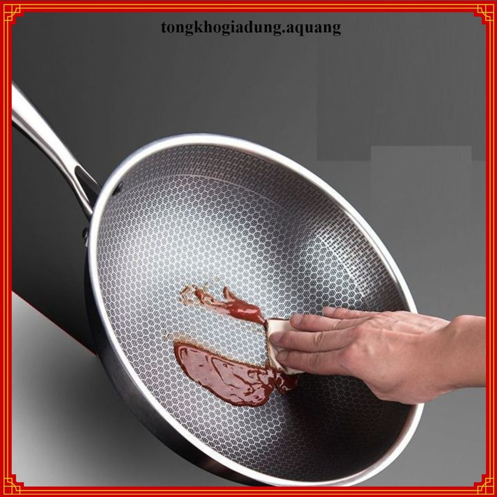 CHẢO CHỐNG DÍNH TỔ ONG 32CM, CHẢO INOX 304 CHIÊN RÁN XÀO NẤU, THIẾT KẾ HIỆN ĐẠI, Phù Hợp Gia Đình