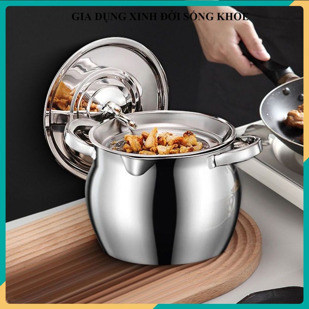 ÂU INOX 1L, 304 TRÒN CAO CẤP, HỘP ĐỰNG THỨC ĂN CÓ NẮP KÍN, DỤNG CỤ TÍCH TRỮ DẦU MỠ ĐA NĂNG, Bền Chắc Tiện Ích