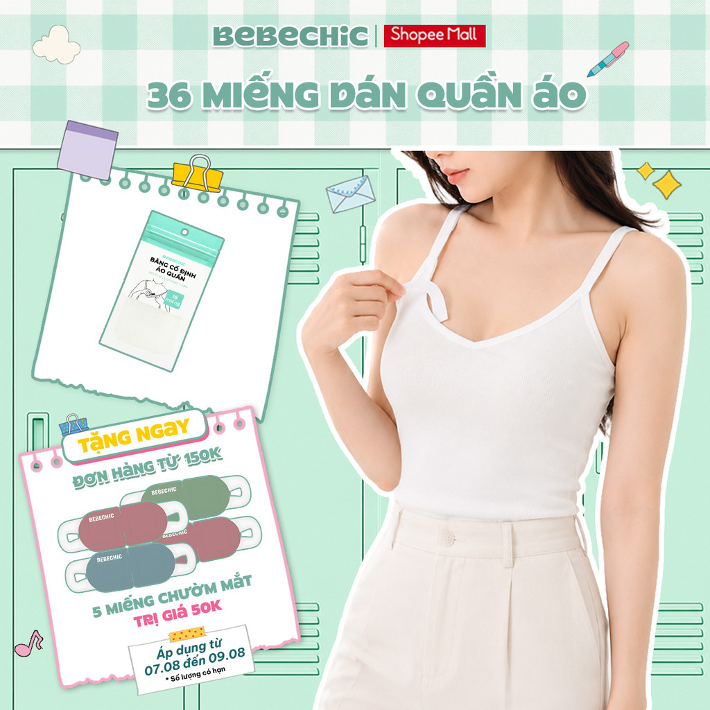 36 Băng Dính Cố Định Quần Áo BEBECHIC Dán 2 Mặt Siêu Mỏng Chống Lộ, Hở Ngực, Vai Áo Váy Unisex