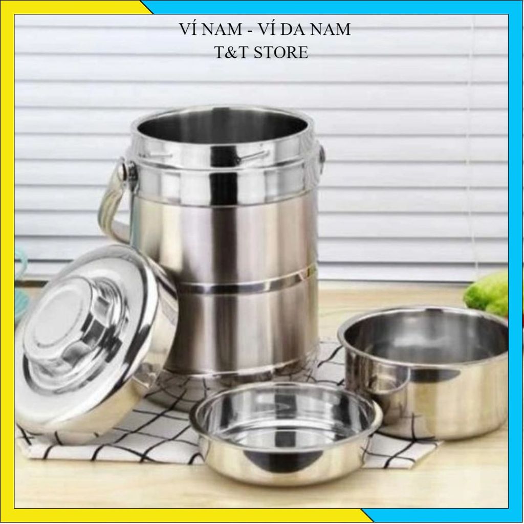 CẶP LỒNG INOX CAO CẤP 2L GIỮ NHIỆT - Camen Đựng Cơm Bát Úp Inox 304, Dụng Cụ Bàn Ăn Văn Phòng