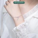 Vòng tay bạc nữ TLEE bạc 925 mix hạt đá đôi phong thủy Tự Nhiên và charm bi bóng treo nơ xinh xắn TLEE JEWELRY LT0231 — ảnh 7