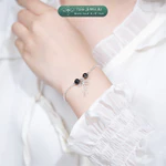 Vòng tay bạc nữ TLEE bạc 925 mix hạt đá đôi phong thủy Tự Nhiên và charm bi bóng treo nơ xinh xắn TLEE JEWELRY LT0231 — ảnh 8