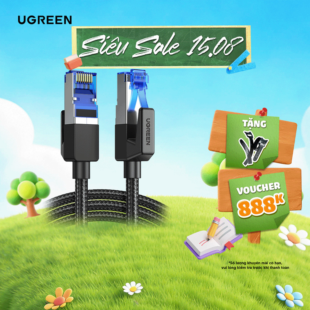 [Outlet] Cáp mạng Cat8 đúc sẵn bọc dù dài 1-5M chính hãng UGREEN NW153