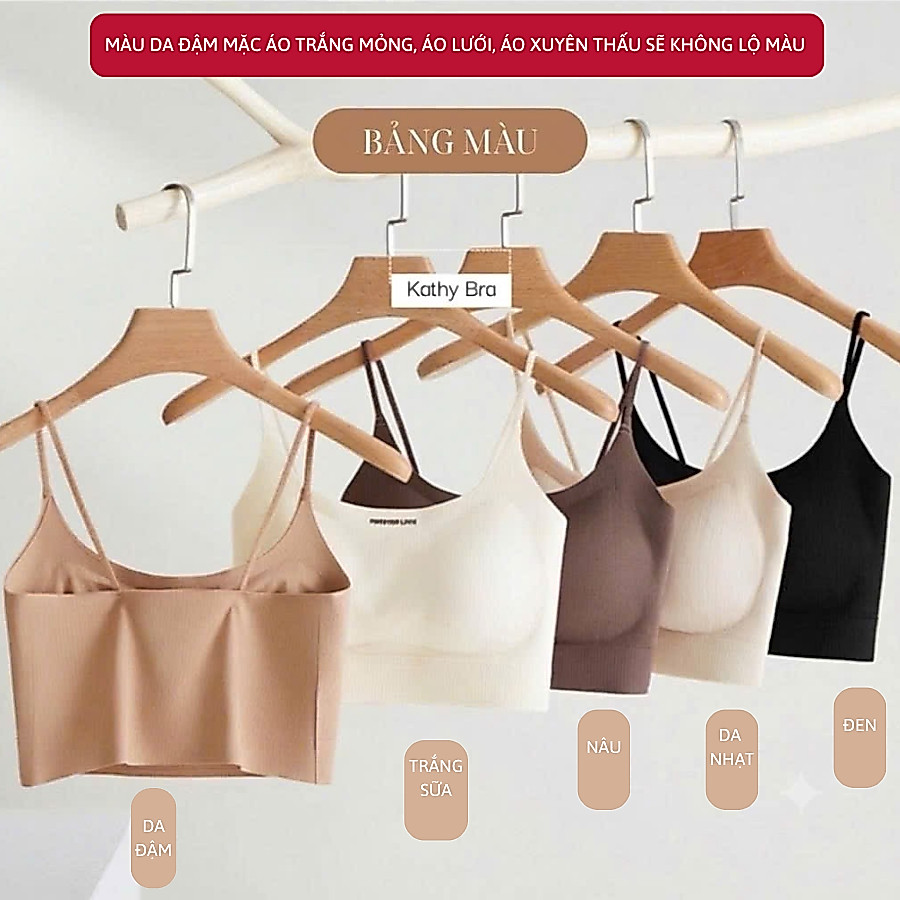 C10 [LOẠI 1] Áo Bra 2 Dây Basic KATHY BRA Chất Gân Tăm Co Dãn Tốt Có Đệm Mút Phối Đồ Siu Xinh | BigBuy360 - bigbuy360.vn