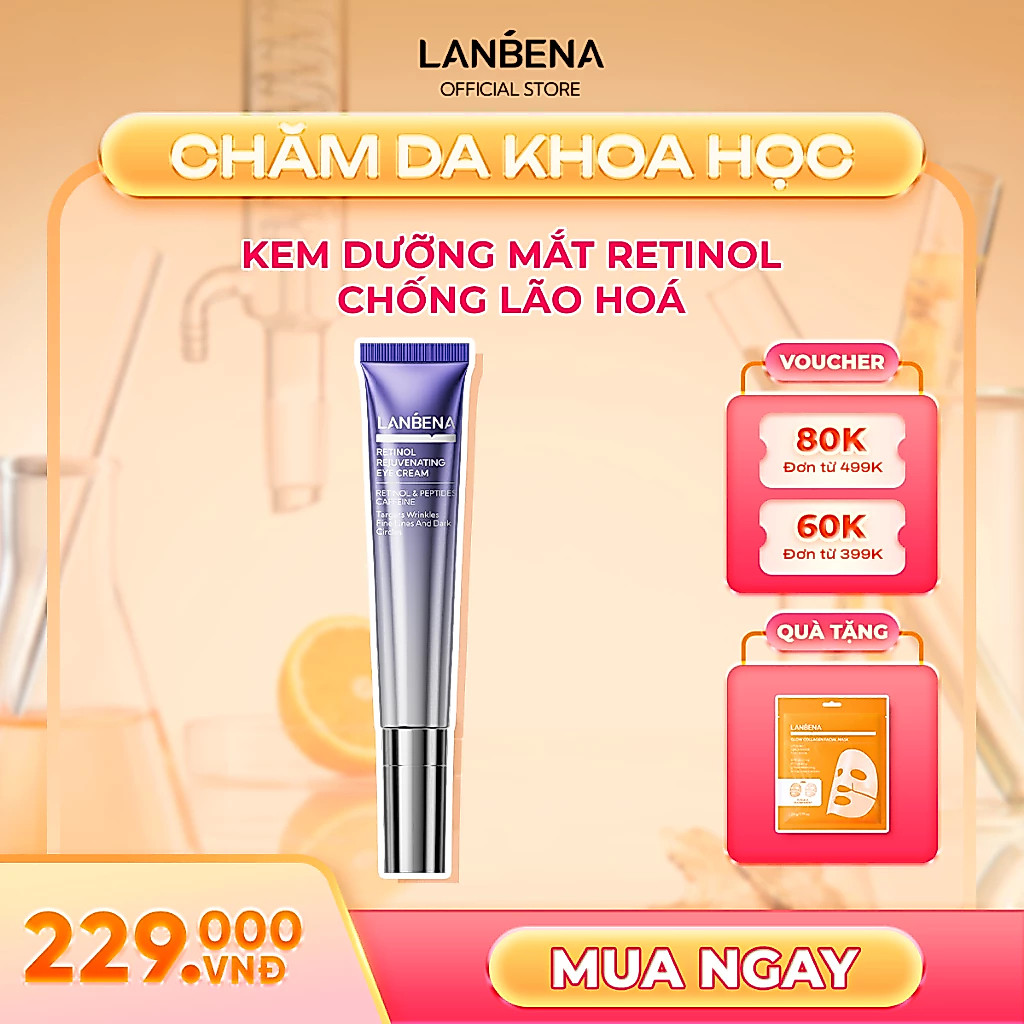 LANBENA Kem Mắt Retinol  (15ml)-  Đầu Massage Lạnh Giúp Giảm Nếp Nhăn, Mờ Quầng Thâm Mắt,Dưỡng ẩm Trắng Da, Hạn Chế Lão Hóa, Tăng Độ Đàn Hồi Và Trẻ Hóa Vùng Da Quanh Mắt Hiệu Quả  Skincare