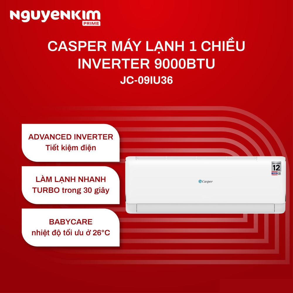 [Phí Lắp đặt 0Đ HN HCM] Máy lạnh/Điều hòa Casper Inverter 1 HP JC-09IU36 - Hàng chính hãng