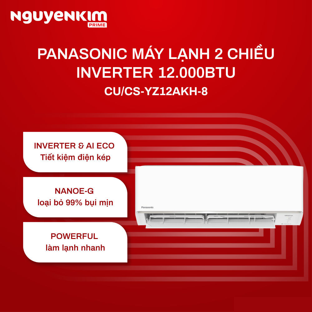[Phí Lắp đặt 0Đ HN HCM] Máy lạnh/Điều hòa Panasonic Inverter 1.5 HP CU/CS-YZ12AKH-8