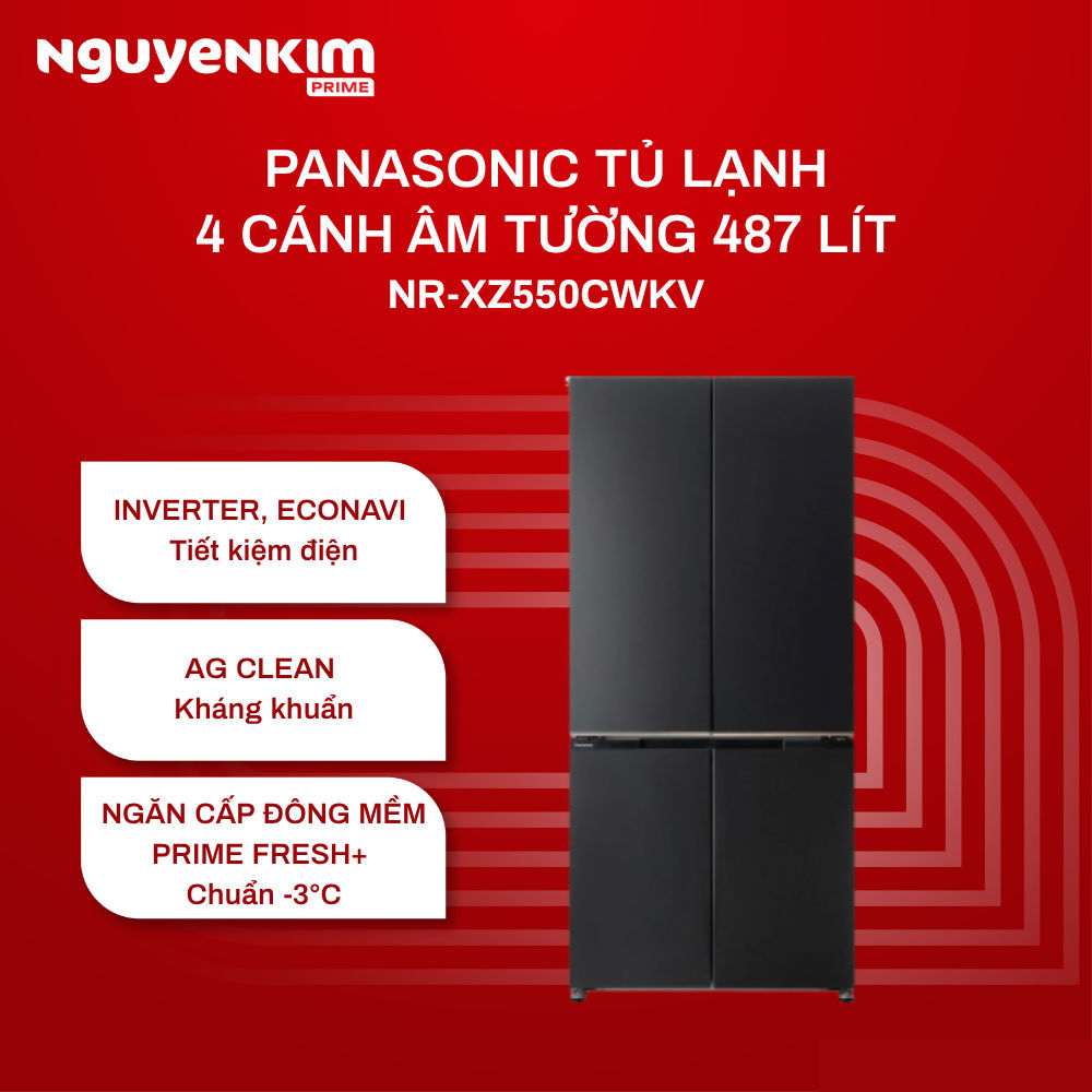 Tủ lạnh Panasonic Inverter 4 cánh âm tường 487 lít NR-XZ550CWKV / 445 lít NR-XZ520CWKV / 525 lít NR-XZ590CWKV