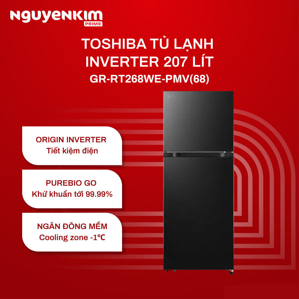 [Phí Lắp đặt 0Đ HN HCM] Tủ lạnh Toshiba Inverter 207 lít GR-RT268WE-PMV(68)