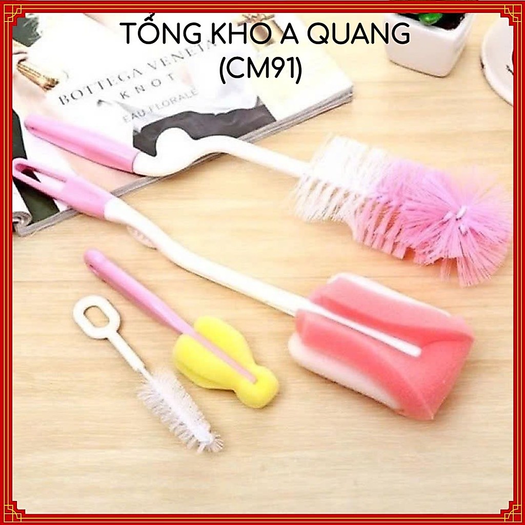 BỘ CỌ RỬA BÌNH SỮA 4 CHI TIẾT CAO CẤP - Chổi Cọ 4 Chi Tiết Đa Năng Vệ Sinh Bình Sữa,Set Cọ Rửa Bình Bú An Toàn Cho Bé