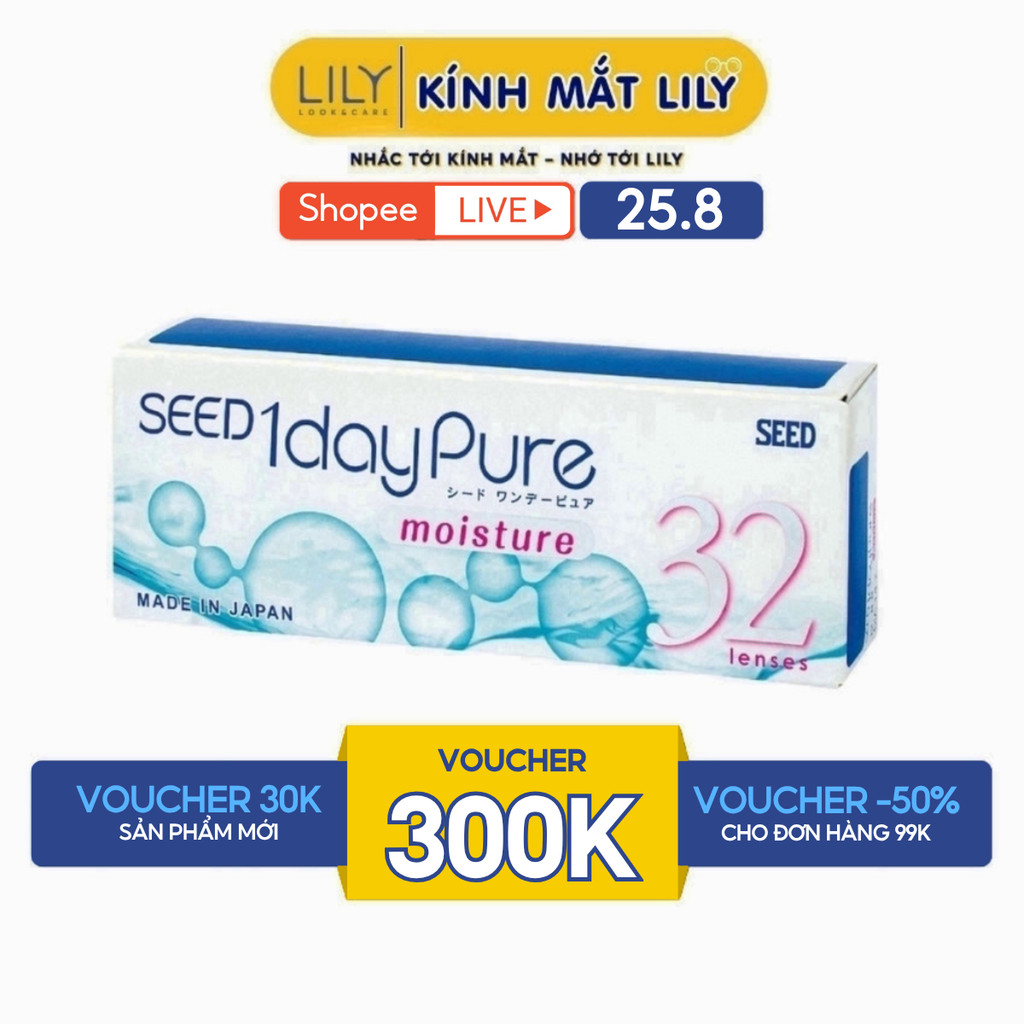 Lens 1 ngày LILYEYEWEAR kính áp tròng cận không màu SEED 1dayPure moisture số 1 Nhật Bản độ tới 6.5