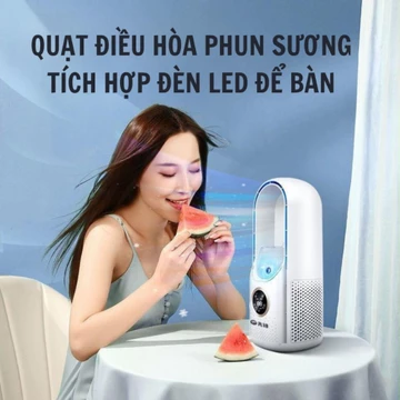 Quạt mini để bàn, quạt điều hoà mini, quạt phun sương mini làm mát tạo ẩm lọc không khí kiêm đèn ngủ