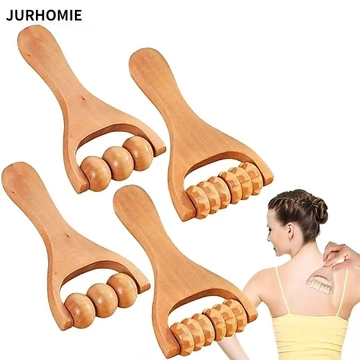 Con lăn massage bằng gỗ JURHOMIE, Máy mát xa con lăn cổ cầm tay kinh tuyến, Dụng cụ massage Con lăn điểm kích hoạt bằng gỗ đa chức năng