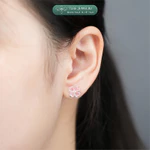 Khuyên tai bạc nữ TLEE cỏ bốn lá cánh tim đính đá đa sắc thu hút may mắn TLEE JEWELRY B0637 — ảnh 7
