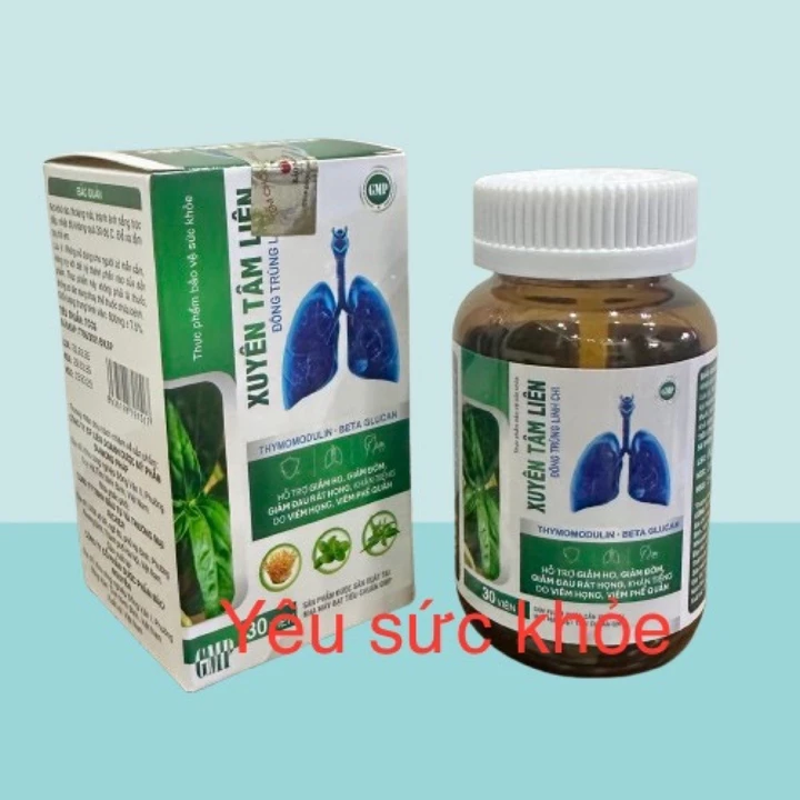 Viên uống thảo dược XUYÊN TÂM LIÊN kim ngân hoa Húng chanh xạ can tỏi đen - 30 viên bồi dưỡng hô hấp và cơ thể khoẻ mạ