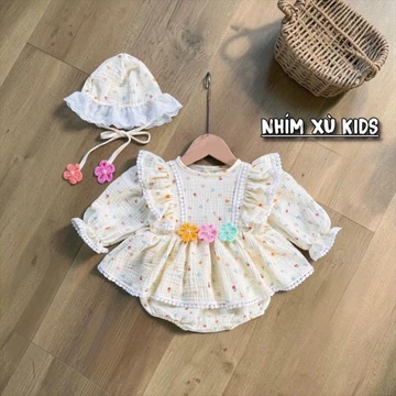 Body Váy Hoa Baby NHÍM XÙ KIDS Cho Bé Gái Sơ Sinh, Đầy Tháng, Thôi Nôi, Sinh Nhật B147