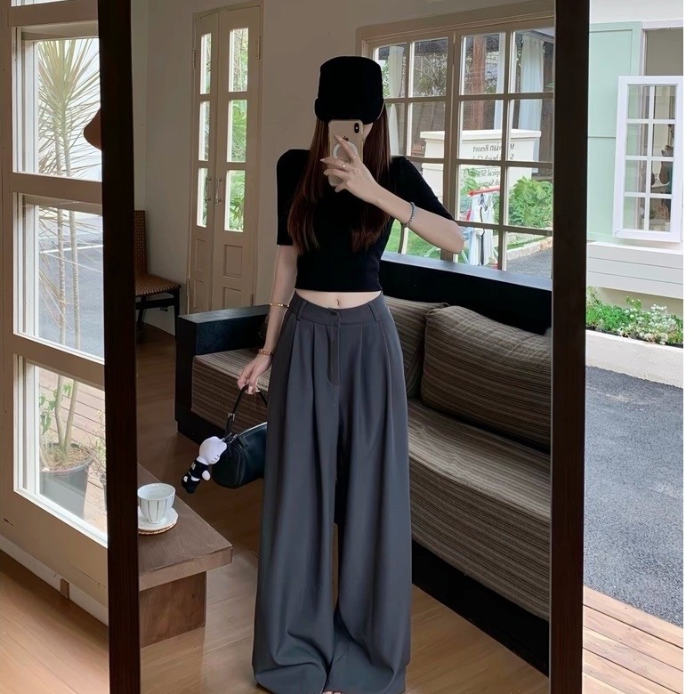 Quần ống rộng nữ LINA quần nữ cạp cao ống suông dài 105cm chất cotton cao cấp thoải mái đi biển, đi chơi - T10 | BigBuy360 - bigbuy360.vn