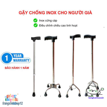 Gậy Di Chuyển Inox 3-4 Chân Chắc Chắn Dành Người Lớn Hoặc: Gậy Chống Trượt 3-4 Chân Inox Chắc Chắn Dành Người Béo Hoặ