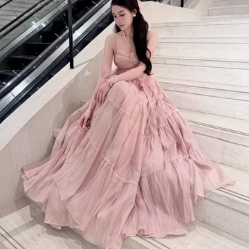 Váy maxi nữ hai dây tơ xòe tầng voan tơ , đầm hai dây nữ tiểu thư sang chảnh đi chơi Váy Nữ, Váy Đi Biển, Váy đi dạo Nữ