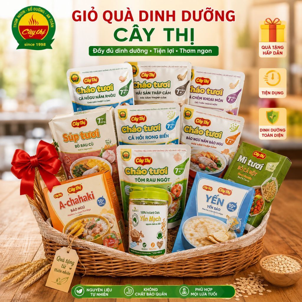 ( Combo kèm quà hấp dẫn)  Cháo/sup/mì tươi/achaki/cháo yến CÂY THỊ Tươi Ăn Liền  TRẺ TỪ 7 THÁNG – THƠM NGON, TIỆN LỢI.