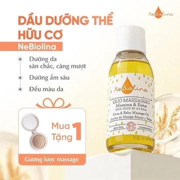 (Tem tích điểm) (Quà) Dầu Massage Hữu Cơ NeBiolina, Dầu Rạn Hữu Cơ Làm Mờ Vết Rạn Cho Mẹ Và Dưỡng Ẩm Cho Bé 100ml HM RVD