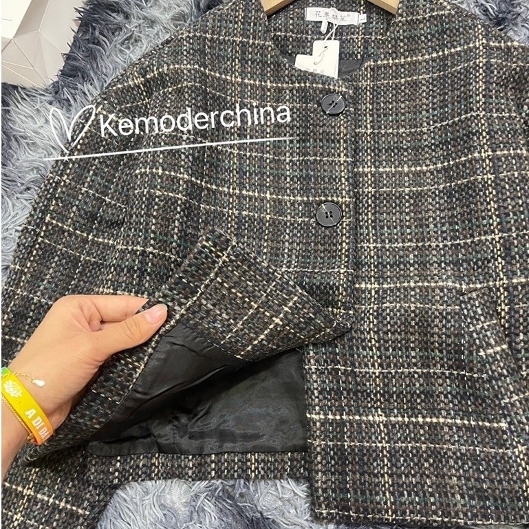 【Ảnh Thật Shop-Hàng QC】 Áo Dạ Tweed Nữ Kẻ Hai Lớp Dày Dặn Dáng Lửng ,Áo Dạ Nữ Kiểu Basic Hàn Quốct | BigBuy360 - bigbuy360.vn