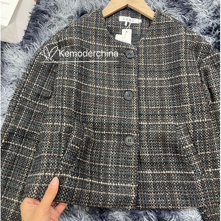 【Ảnh Thật Shop-Hàng QC】 Áo Dạ Tweed Nữ Kẻ Hai Lớp Dày Dặn Dáng Lửng ,Áo Dạ Nữ Kiểu Basic Hàn Quốct | BigBuy360 - bigbuy360.vn