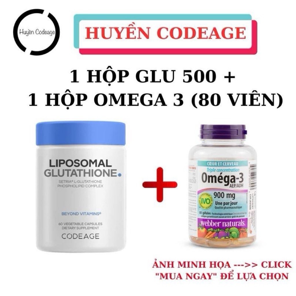 webber naturals glutathione GLU500 - CODEAGE ) Viên Uống Liposomal 500mg Codeage 60 viên (và Omega 3 Natural) anti dark spot cream Size:Multipack Core Med Science Liposomal