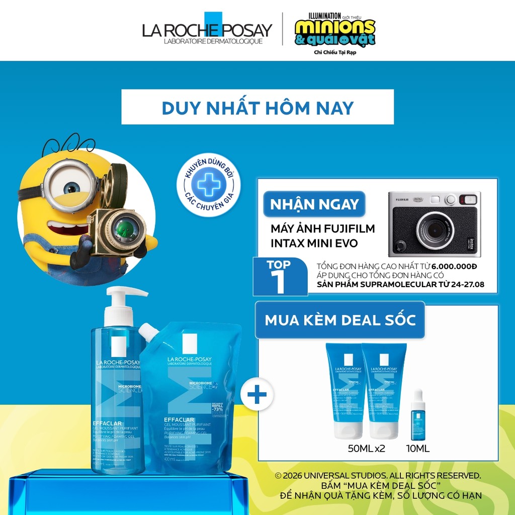 [VB – LUCIE] Bộ đôi gel rửa mặt & túi refill làm sạch sâu da dầu La Roche-Posay Effaclar Purifying Foaming Gel M 400ml