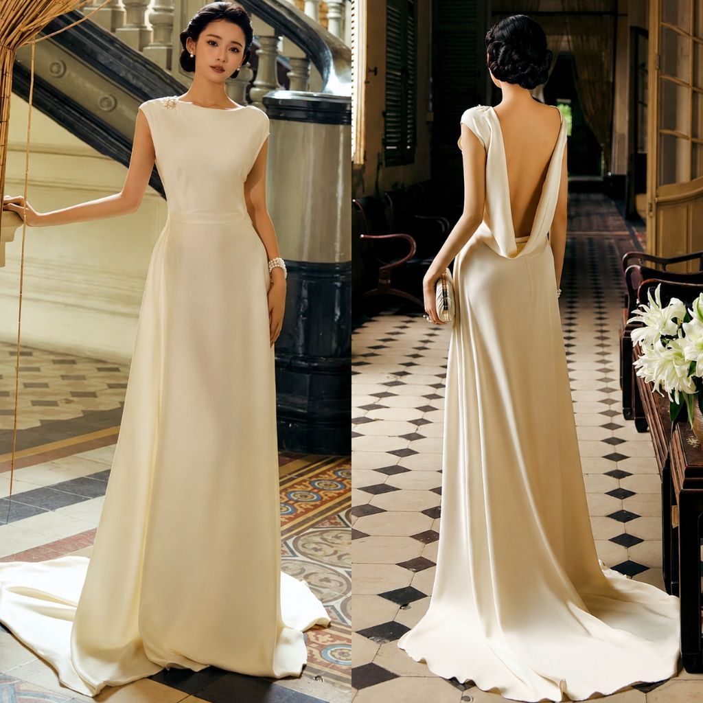 Đầm Lụa Lan Phương Hoàng Hậu Hở Lưng Cao Cấp