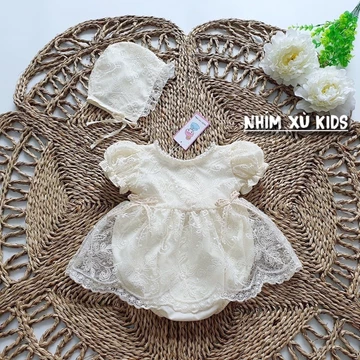 Body Váy Ren Kem Đính Ngọc NHÍM XÙ KIDS Cho Bé Gái Sơ Sinh, Đầy Tháng, Thôi Nôi B038