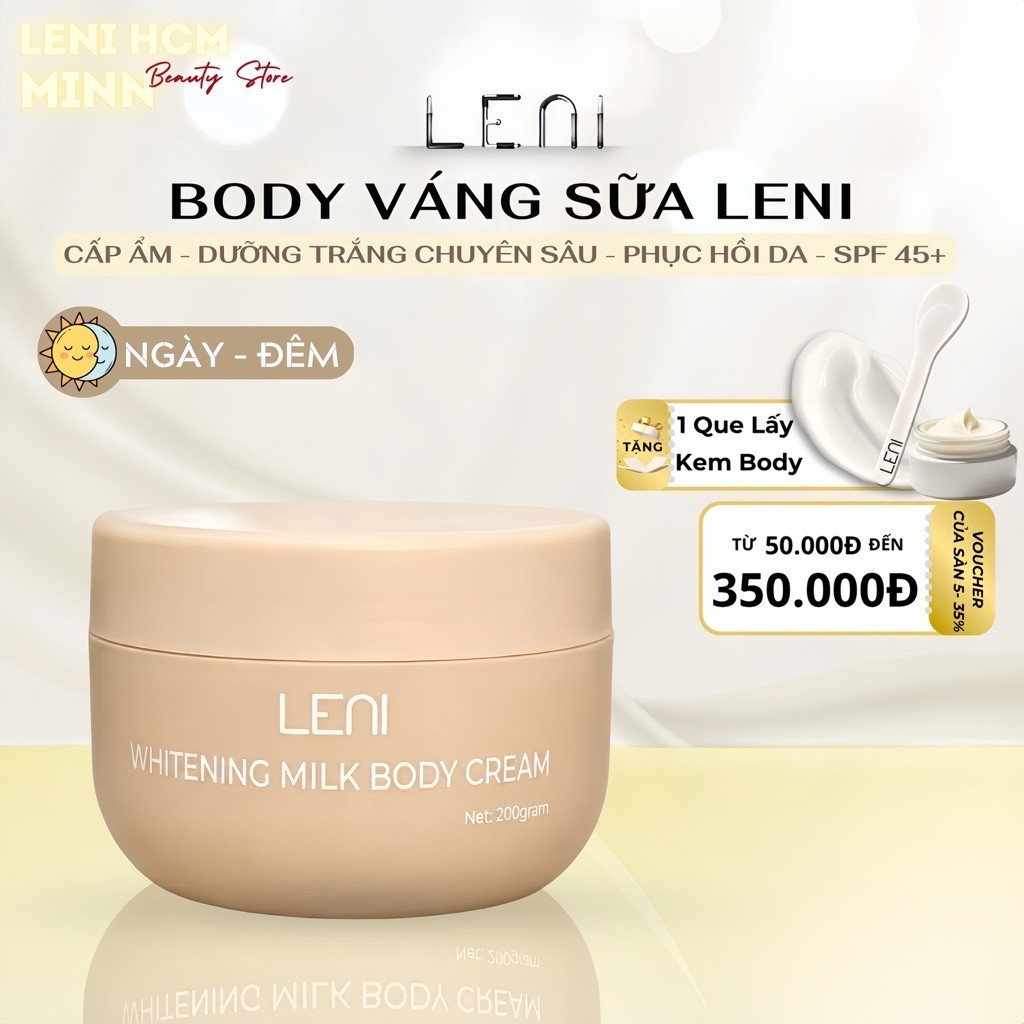 (LENI MINN - HOẢ TỐC🚀) KEM BODY VÁNG SỮA LENI BẢN NEW dưỡng trắng đa tầng, cấp ẩm phục hồi da chuyên sâu, trẻ hoá da