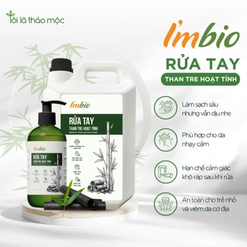Nước Rửa Tay Imbio Than Tre Hoạt Tính 500ml 5L | Dịu Nhẹ Da Tay, Mềm Mại, Hạn Chế Khô Ráp