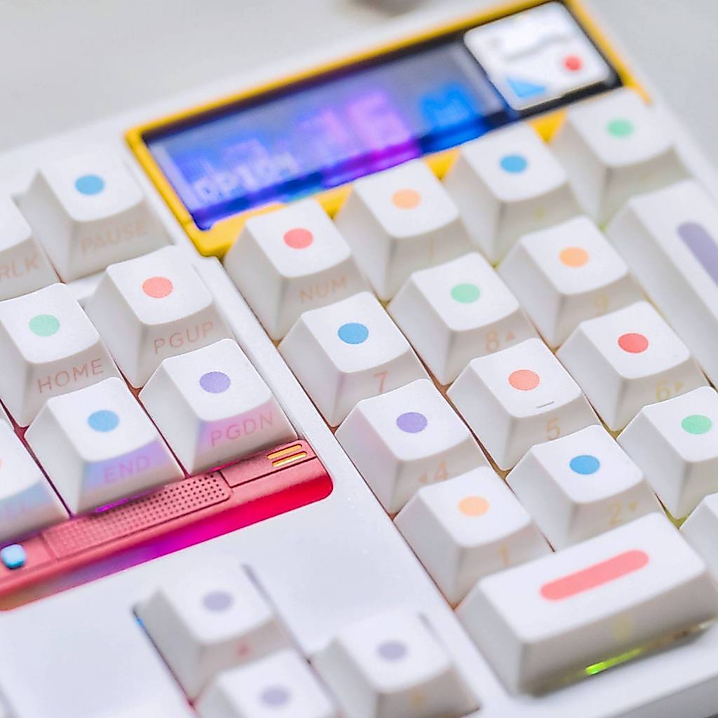 Set keycap PBT Black White Dot Dyesub Cherry Profile phù hợp các loại bàn phím cơ | BigBuy360 - bigbuy360.vn