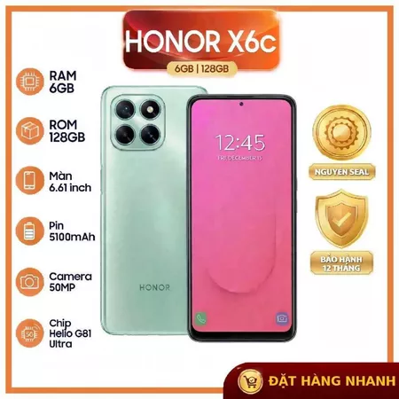 Điện thoại HONOR X6C ram 6 bộ nhớ 128gb hàng new nguyên seal