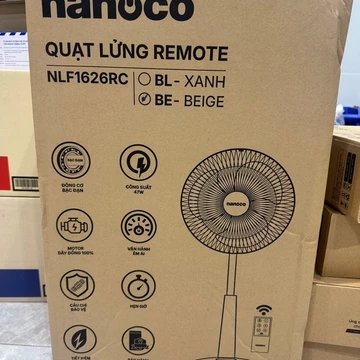 Quạt lửng remote Nanoco model NLF1626 (mã mới) NLF1624 là mã cũ ( màu xanh/beige - 3 chế độ gió - có remote - cs 47W)