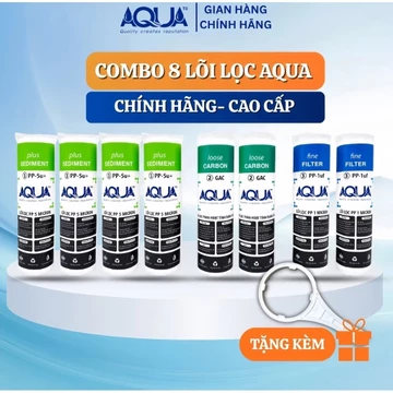 [TẶNG TAY VẶN] Bộ 8 Lõi Lọc nước 1 2 3 AQUA Chính Hãng | Dùng được cho mọi loại máy lọc nước gia đình, máy lọc nước RO