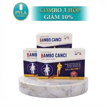 Combo 3 hộp Bambo Canxi D3 K2 MK7 Nhập Khẩu Pháp - Canxi Hữu Cơ Hỗ Trợ Xương Khớp, Chắc Răng, Bổ Sung Canxi 60 Viên