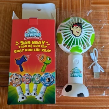 quạt Kun lốc xoáy, quạt hình quả bóng siêu mát 3 mức gió, kèm chân đế và dây sạc
