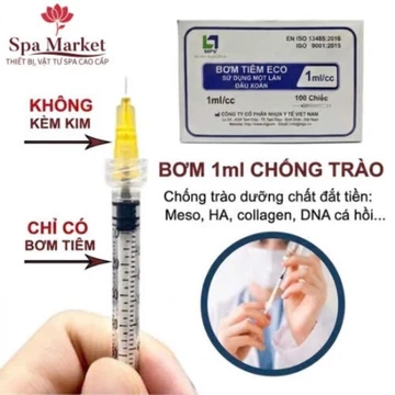 BƠM 1ML Chống trào tinh chất lắp đầu kim 34G, 32G, bơm tiêm 1ml xilanh 1ml hãng MPV
