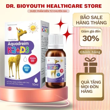Dung dịch uống Aquadreim K2+D3 bổ sung Vitamin D3 & K2 Mk7 hấp thụ canxi hiệu quả răng xương chắc khỏe,tăng cao Cho Bé