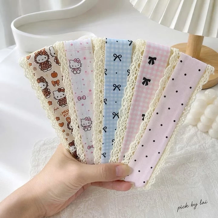 Băng Đô Dán Tóc Viền Ren Trơn, Miếng Dán Tóc Mái Họa Tiết Dễ Thương, Phụ Kiện Tóc Nữ Bé Gái