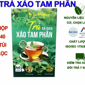 Hộp 40 túi Trà xạ đen xáo tam phân Bảo Khang, xạ đen + xáo tam phân + hoa đủ đủ đực , trà thảo mộc