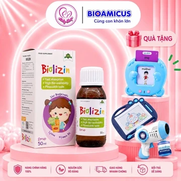 Kẽm Biolizin cho bé chai 50ml vị đào - Hỗ trợ bé ăn ngon, tăng cân, tăng đề kháng, cải thiện biếng ăn cho bé hiệu quả