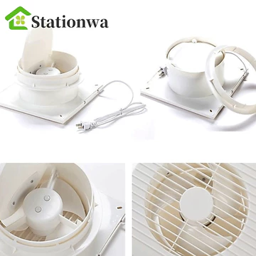 Quạt hút điện STATIONWA, Quạt hút tắt tiếng ồn thấp, Kích thước chung Vỏ bền bỉ Mạnh mẽ Quạt treo tường luồng khí mạnh mẽ Sử dụng trong phòng tắm