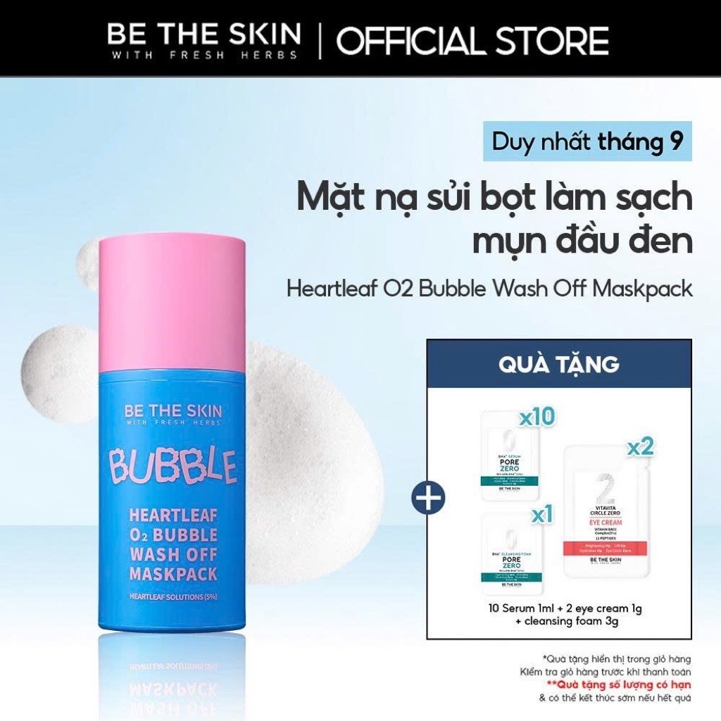 Mặt Nạ Sủi Diếp Cá Làm Sạch Mụn Đầu Đen Heartleaf O2 Bubble Wash Off Maskpack BETHESKIN 50g