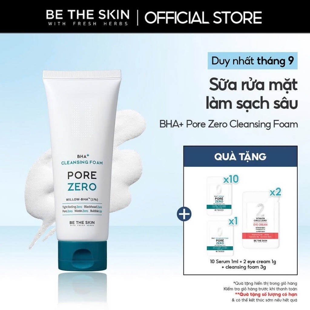 Sữa Rửa Mặt Làm Sạch Sâu Giảm Bã Nhờn Pore Zero + Cleansing Foam BETHESKIN 150g